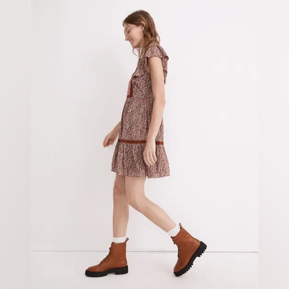 NWT Madewell Flutter-Sleeve Mini Dress in Cottage Garden - Picture 3 of 10